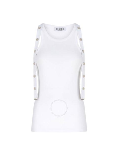 The Attico White Ribbed Jersey Tank Top