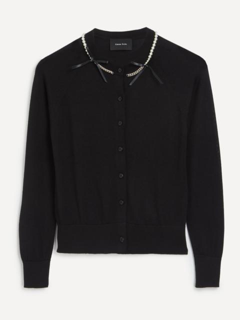 Simone Rocha Pearl and Chain Bow Cardigan