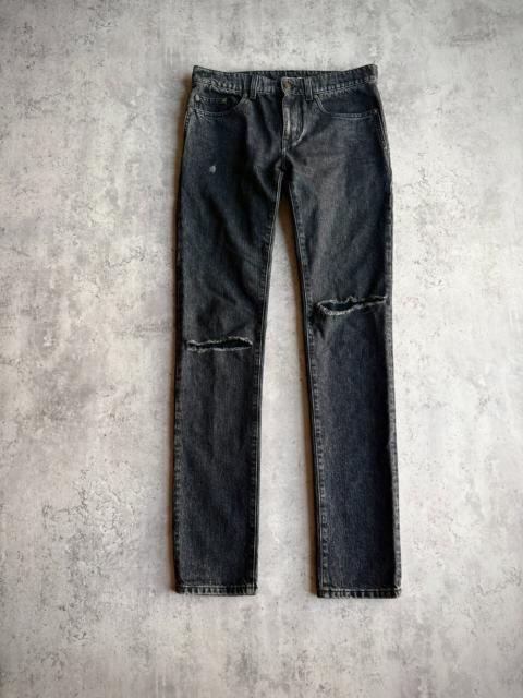 SAINT LAURENT Saint Laurent 18AW D02 Washed Distressed Gray Jeans by Anthony Vaccarello