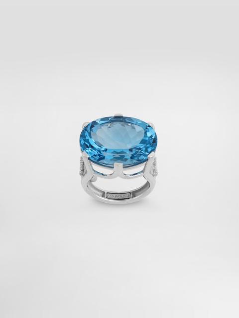 Dolce & Gabbana Anna ring in 18-carat white gold with topaz and diamonds
