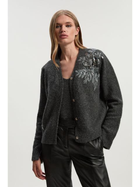 KAREN MILLEN Archive Floral Embellished Cosy Wool Blend Cardigan