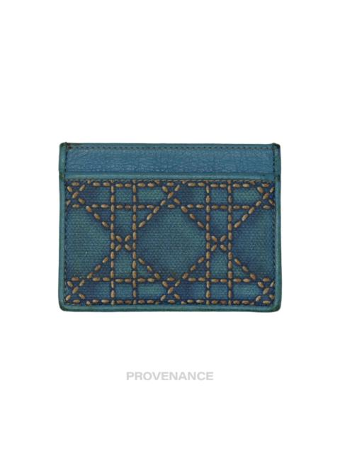 Dior Dior Cannage Card Holder Wallet - Blue