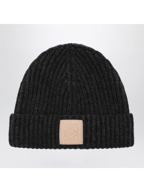 Loewe Loewe Black Ribbed Cashmere Beanie Men