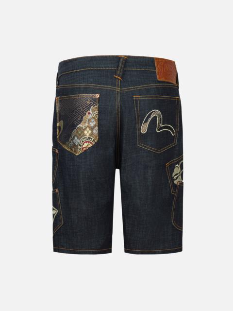 EVISU Multi-Pocket with Brocade Patch Regular Fit Denim Shorts