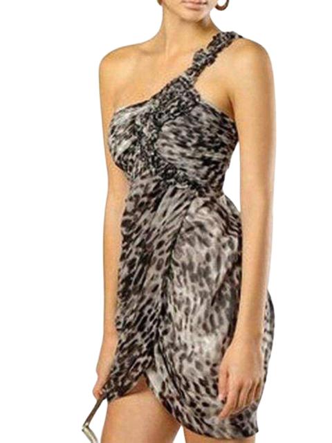 Other Designers One shoulder Animal Print Silk Dress