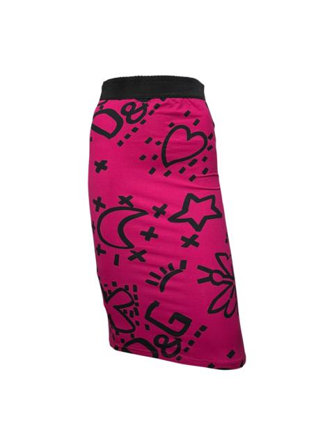 Other Designers D&G Fall Winter 2003 Graffiti Print High Waisted Pencil Skirt