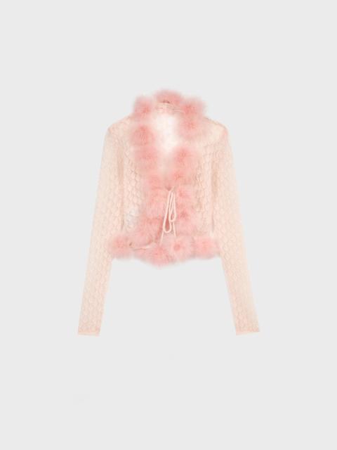 Blumarine CARDIGAN WITH MARABOU POM-POMS