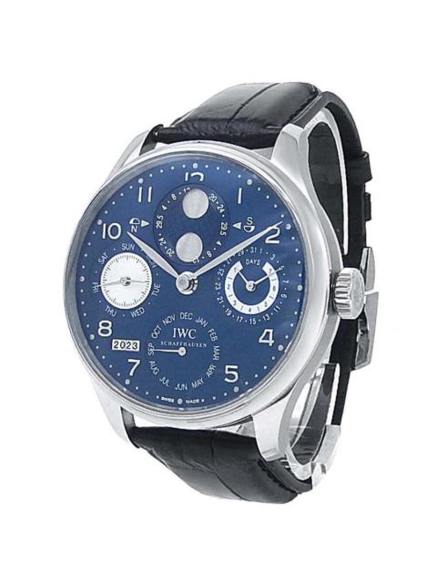 IWC Schaffhausen Pre-owned IWC Portuguese Perpetual Calendar Automatic Moon Phase Blue Dial Men's Watch IW503203