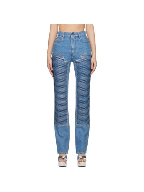 AREA Indigo Crystal-Cut Jeans
