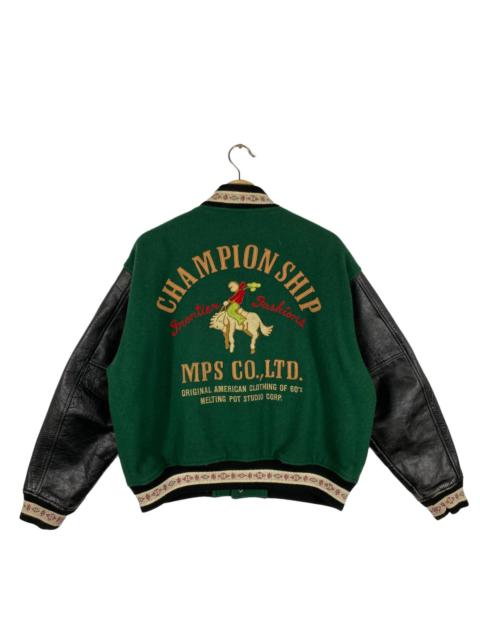 Other Designers Vintage - Vintage 90s Mps Boy's Varsity Wool Leather Jacket S Size