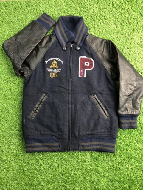 Other Designers Other - PAPP 90’s Varsity Jacket Zipper up Leather & Wool