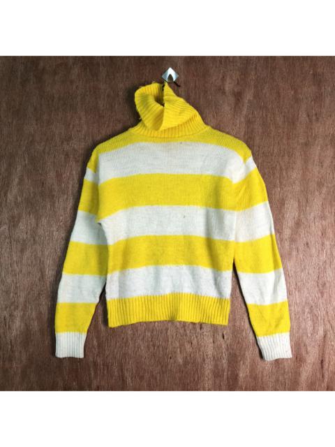 Other Designers Coloured Cable Knit Sweater - YELLOW CREAM KNIT STRIPES SWEATER LIKE KURT COBAIN