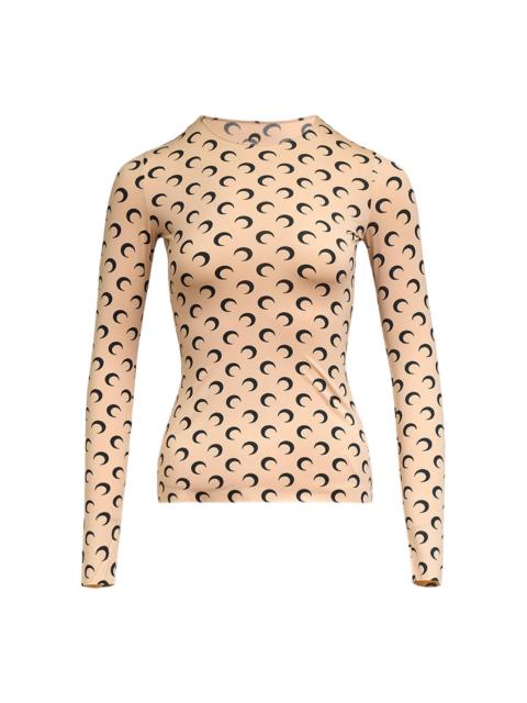 Marine Serre Moon Printed Jersey Second Skin Crewneck Top