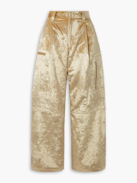 AMI Paris Crushed-velvet wide-leg cargo pants