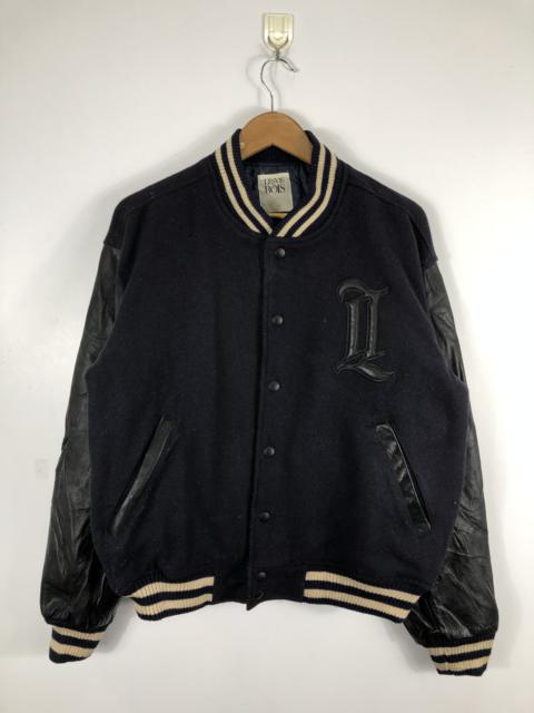 Other Designers Vintage - Vintage 80s LesVis Bois Embroidery Varsity Jacket Leather