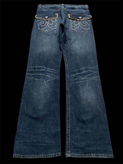 Issey Miyake - 💥Flare💥Vintage 90s Style Mudwash Distress Ripped Dark Jean