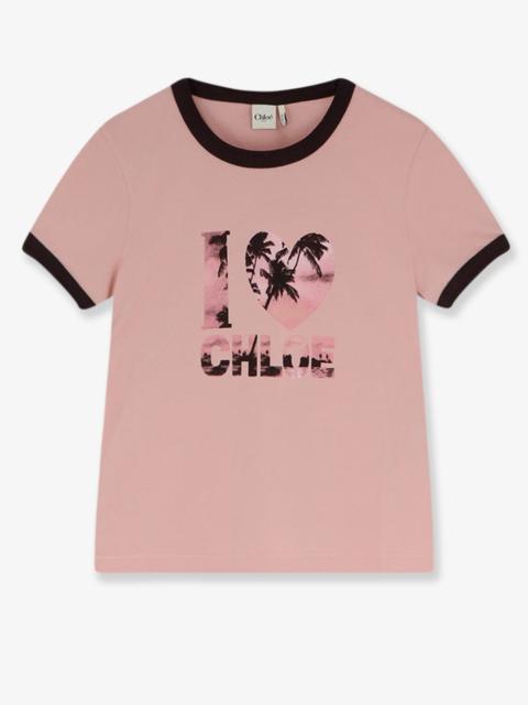 Chloé Chloe Cotton T-Shirt with Print Pink