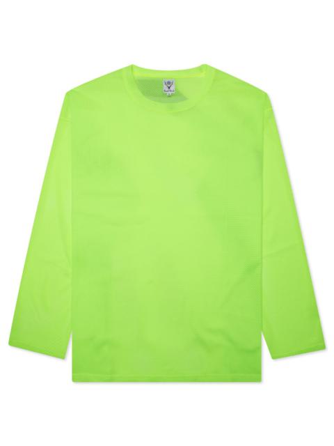 South2 West8 CREW NECK S/S SHIRT KNIT MESH - NEON GREEN