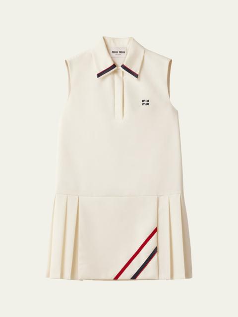 Miu Miu Mini Pleated Shift Polo Mohair Dress