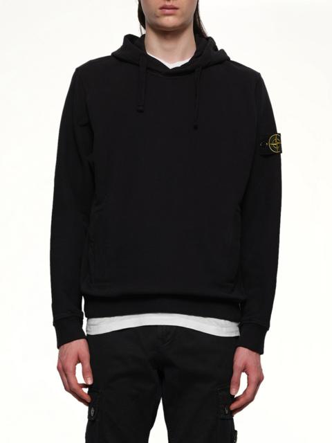 Stone Island 610002 Cotton Fleece Hoodie in Black