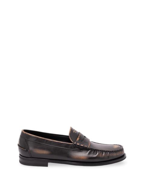 Prada Prada Men Antiqued Leather Loafers
