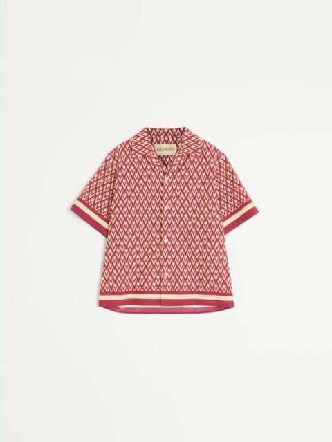 Valentino COTTON POPELINE BOWLING SHIRT WITH TOUTE LA V PRINT