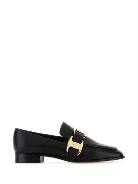 FERRAGAMO Black leather Limania loafers