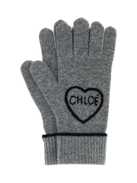 Chloé Grey Wool Blend Gloves