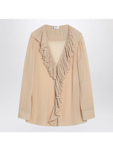 SAINT LAURENT Saint Laurent Beige Ruffled Blouse In Silk Women