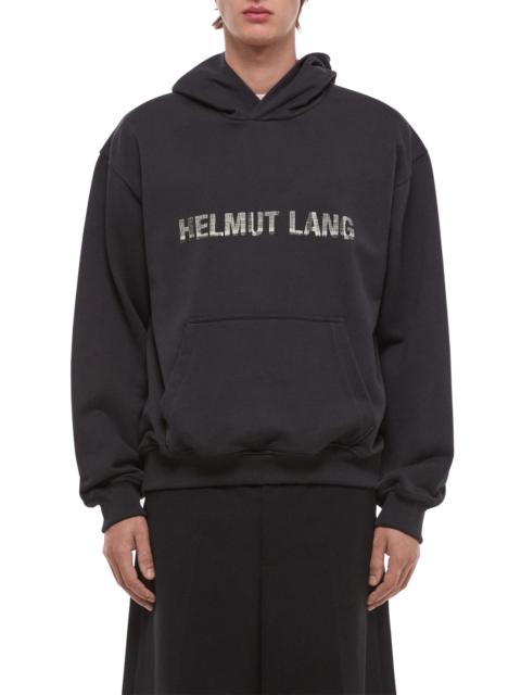 Helmut Lang Helmut Lang Graphic Plaid Check Logo Hoodie in Vintage Black at Nordstrom