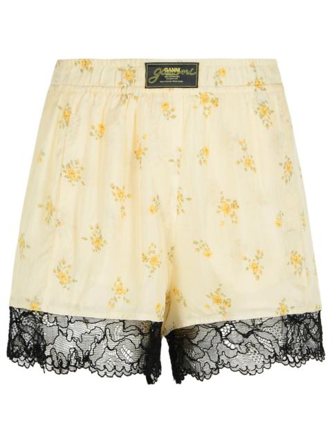 Ganni Yellow Viscose Shorts Women