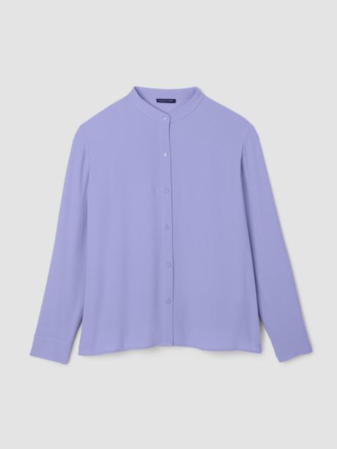 EILEEN FISHER Silk Georgette Crepe Band Collar Top