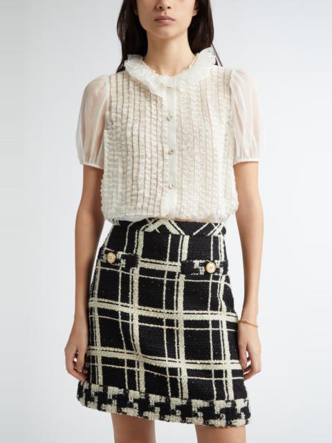 Valentino Valentino Garavani Ruffle Silk Chiffon Top in Ivory at Nordstrom