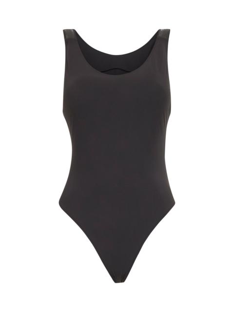 Brunello Cucinelli Brown techno jersey Precious Details one-piece swimsuit