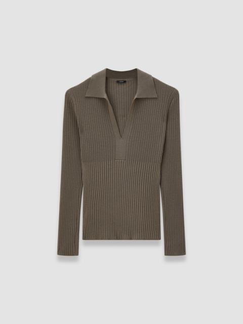 JOSEPH Merino Rib Knit Polo Top