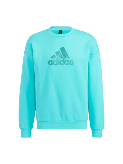 adidas Men's adidas Logo Printing Pattern Pullover Round Neck Long Sleeves Blue HM2983
