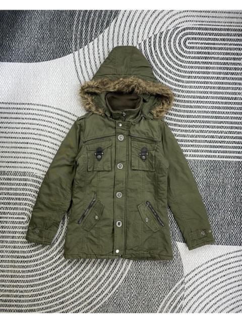 Other Designers Vintage In The Attic Multipocket Bondage Faux Fur Hoodie