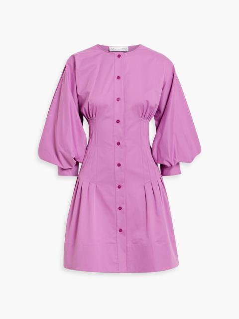 Oscar de la Renta Pintucked cotton-blend poplin mini dress