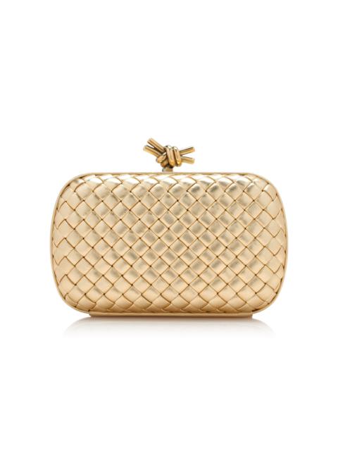 Bottega Veneta Knot Intrecciato Metallic-Leather Minaudiere gold