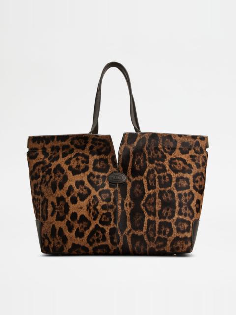 Tod's TOD'S DI BAG FOLIO IN PONY EFFECT LEATHER MEDIUM-SMALL - BROWN