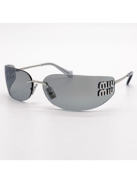 Miu Miu New Miu Miu MUA51S 1BC10Y Silver Gray Shield Sunglasses
