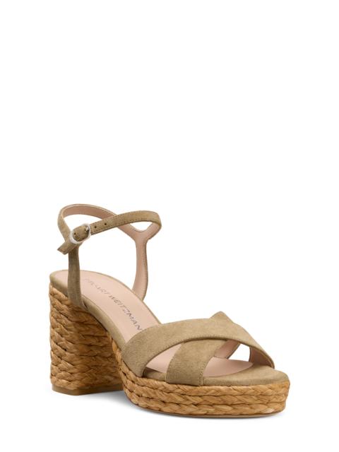 Stuart Weitzman Stuart Weitzman Dayna Platform 80 Sandal in Golden Olive/Natural at Nordstrom