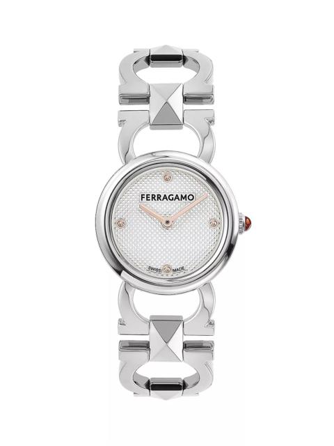 FERRAGAMO Double Gancini Stud Watch, 25mm
