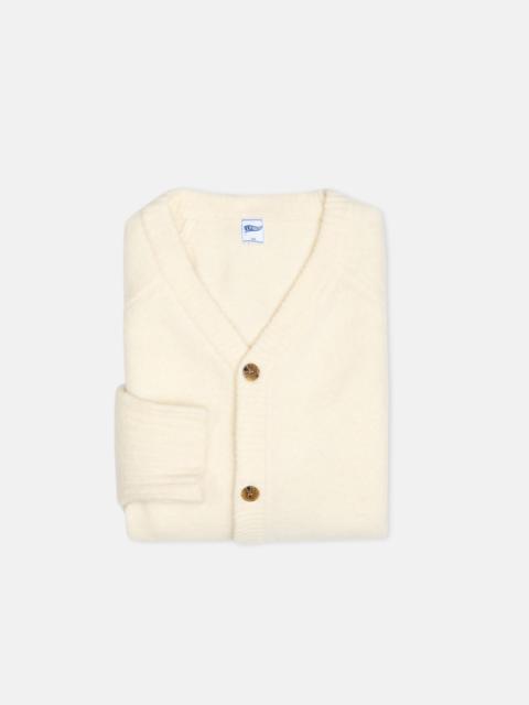 J. PRESS SOLID CREAM CARDIGAN SWEATER - TRIM FIT