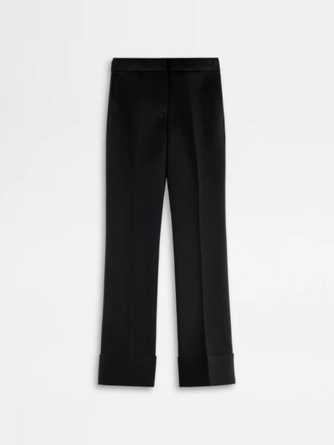 Tod's PANTS IN WOOL WITH TURN-UPS - BLACK
