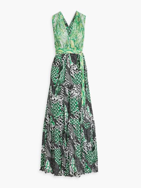 DIANE VON FURSTENBERG Drew tiered snake-print mesh maxi dress