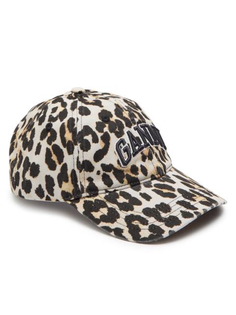 GANNI Ganni Logo-embroidered Leopard-print Canvas cap