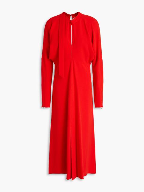 Victoria Beckham Tie-detailed pleated crepe midi dress