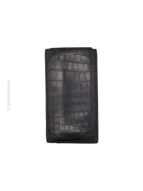 SAINT LAURENT Saint Laurent Paris SLP Long Wallet - Black Croc Leather