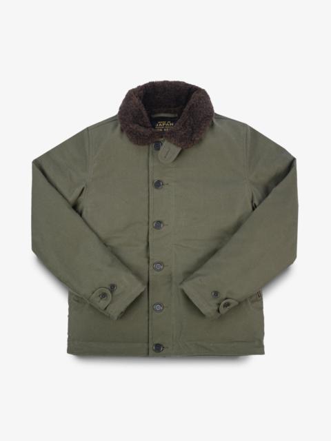 Iron Heart IHM-37-GRN Oiled Whipcord N1 Deck Jacket - Army Green